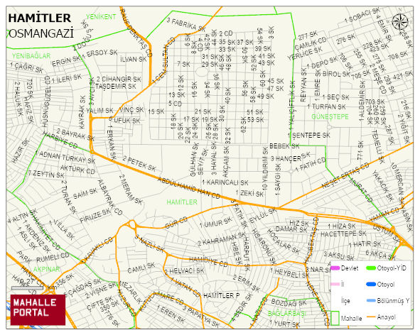 HAMİTLER Mahallesi Haritası | Mahalle ve Köy Sınırı