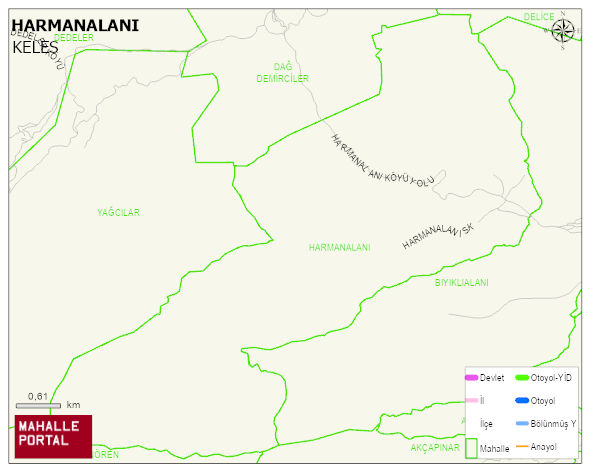 HARMANALANI Mahallesi Haritası | Detaylı Köy ve Mahalle Görünümü