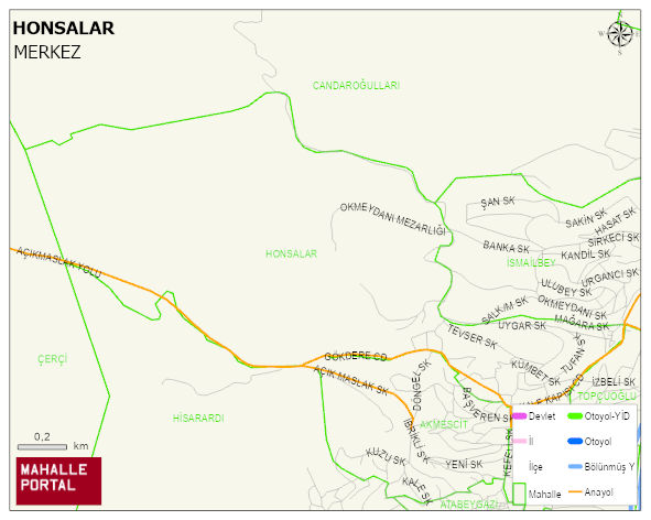HONSALAR Mahallesi Haritası | İnteraktif Köy ve Mahalle Sınırları