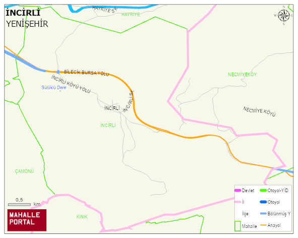 İNCİRLİ Mahallesi Haritası | Yükselti ve Doğa Özellikleri