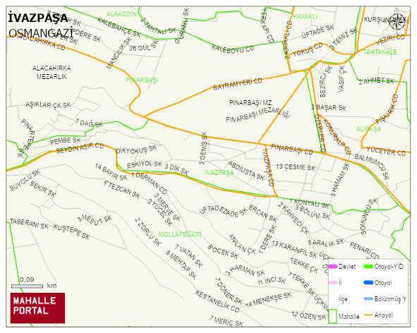 İVAZPAŞA Mahallesi Haritası | Mahalle ve Köy Sınırı