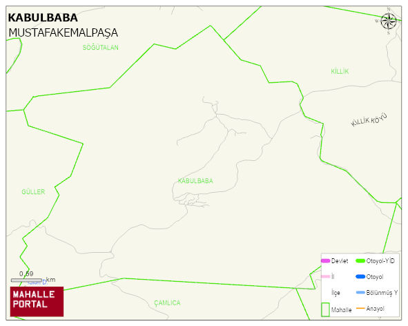 KABULBABA Mahallesi Haritası | Yükselti ve Doğa Özellikleri