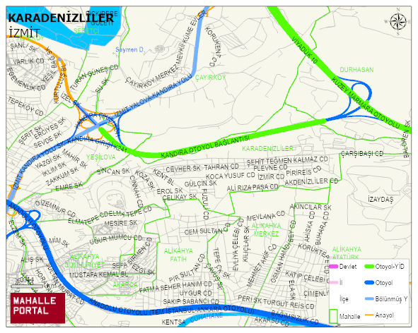KARADENİZLİLER Mahallesi Haritası | Mahalle ve Köy Sınırı
