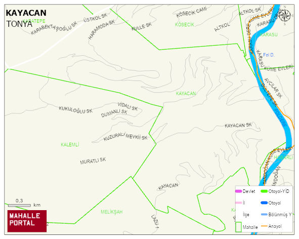 KAYACAN Mahallesi Haritası | Dağlar, Ovalar ve Akarsu Bilgileri