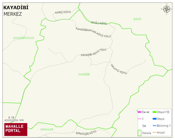 KAYADİBİ Köyü Haritası | Mahalle ve Köy Sınırı