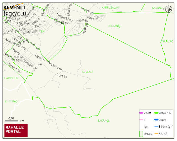 KEVENLİ Mahallesi Haritası | Yükselti ve Doğa Özellikleri