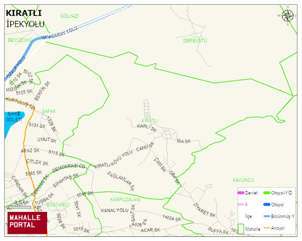 KIRATLI Mahallesi Haritası | Güncel Mahalle ve Köy Haritası