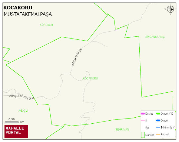 KOCAKORU Mahallesi Haritası | Dağlar, Ovalar ve Akarsu Bilgileri