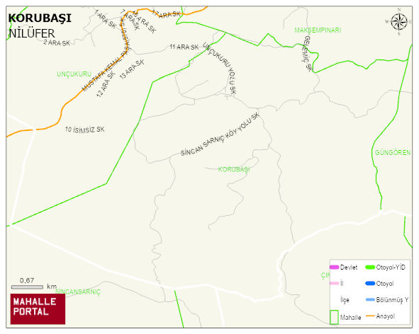 KORUBAŞI Mahallesi Haritası | Yükselti ve Doğa Özellikleri