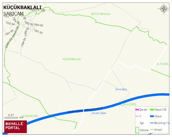 KÜÇÜKBAKLALI Mahallesi Haritası | Dağlar, Ovalar ve Akarsu Bilgileri