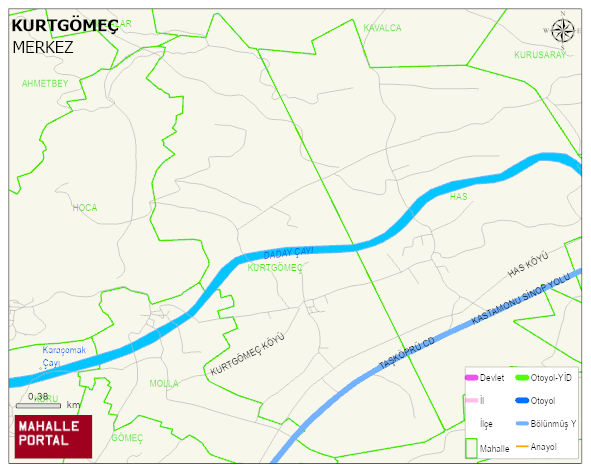 KURTGÖMEÇ Köyü Haritası | Detaylı Köy ve Mahalle Görünümü