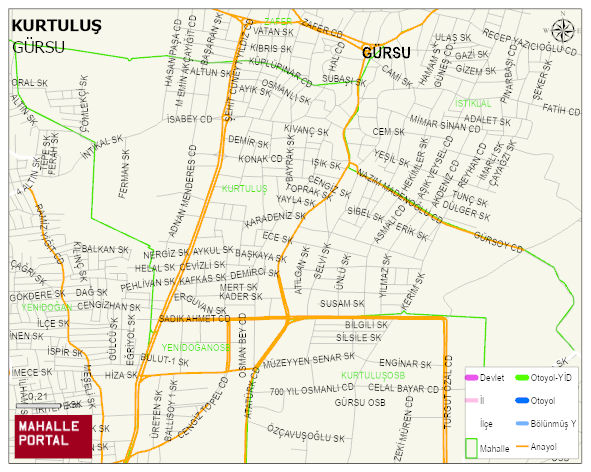 KURTULUŞ Mahallesi Haritası | İnteraktif Köy ve Mahalle Sınırları