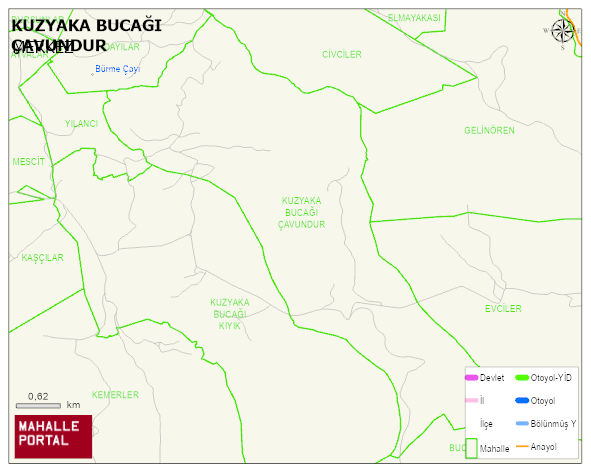 KUZYAKA BUCAĞI ÇAVUNDUR Köyü Haritası | Detaylı Köy ve Mahalle Görünümü