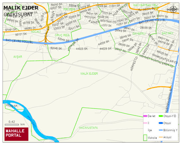 MALİK EJDER Mahallesi Haritası | Yükselti ve Doğa Özellikleri