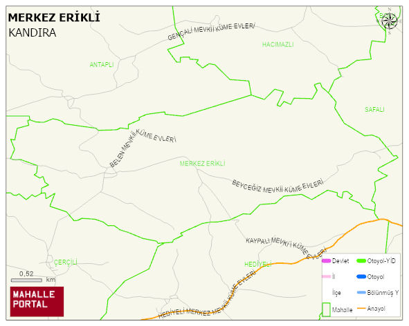 MERKEZ ERİKLİ Mahallesi Haritası | İnteraktif Köy ve Mahalle Sınırları