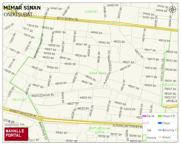 MİMAR SİNAN Mahallesi Haritası | Sayısal Bölge Görünümü