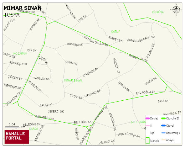 MİMAR SİNAN Mahallesi Haritası | Dağlar, Ovalar ve Akarsu Bilgileri