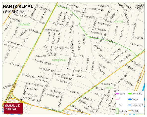NAMIK KEMAL Mahallesi Haritası | Yükselti ve Doğa Özellikleri