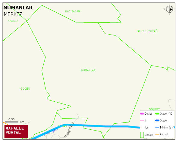 NUMANLAR Köyü Haritası | Mahalle ve Köy Sınırı