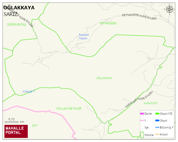 OĞLAKKAYA Mahallesi Haritası | Yükselti ve Doğa Özellikleri