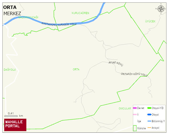 ORTA Köyü Haritası | Dağlar, Ovalar ve Akarsu Bilgileri
