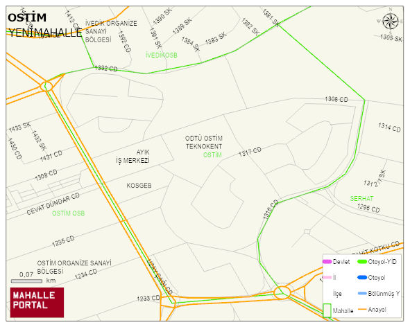 OSTİM Mahallesi Haritası | Dağlar, Ovalar ve Akarsu Bilgileri