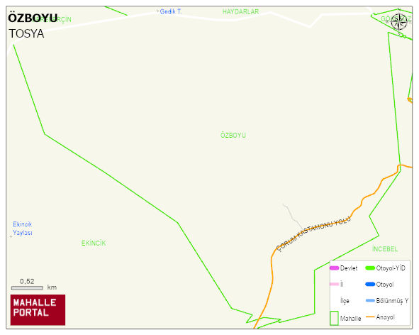 ÖZBOYU Köyü Haritası | Sayısal Bölge Görünümü