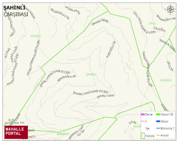 ŞAHİNLİ Mahallesi Haritası | Mahalle ve Köy Sınırı