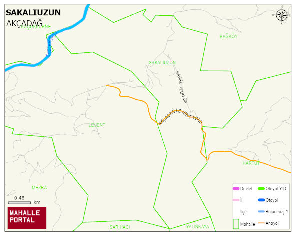 SAKALIUZUN Mahallesi Haritası | Yükselti ve Doğa Özellikleri
