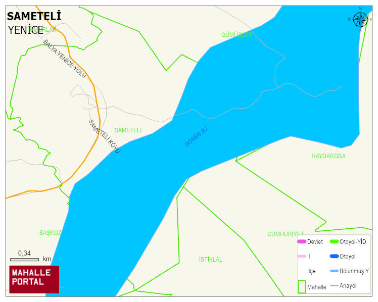 SAMETELİ Köyü Haritası | Mahalle ve Köy Sınırı
