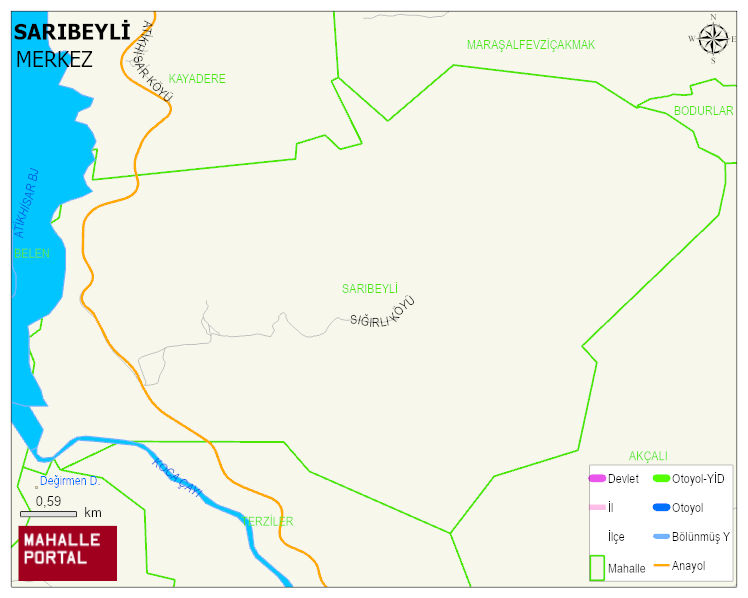 SARIBEYLİ Köyü Haritası | Güncel Mahalle ve Köy Haritası