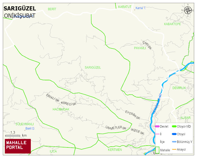 SARIGÜZEL Mahallesi Haritası | Detaylı Köy ve Mahalle Görünümü