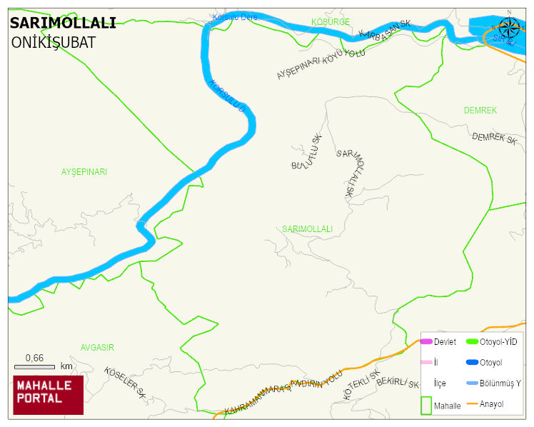 SARIMOLLALI Mahallesi Haritası | Mahalle ve Köy Sınırı