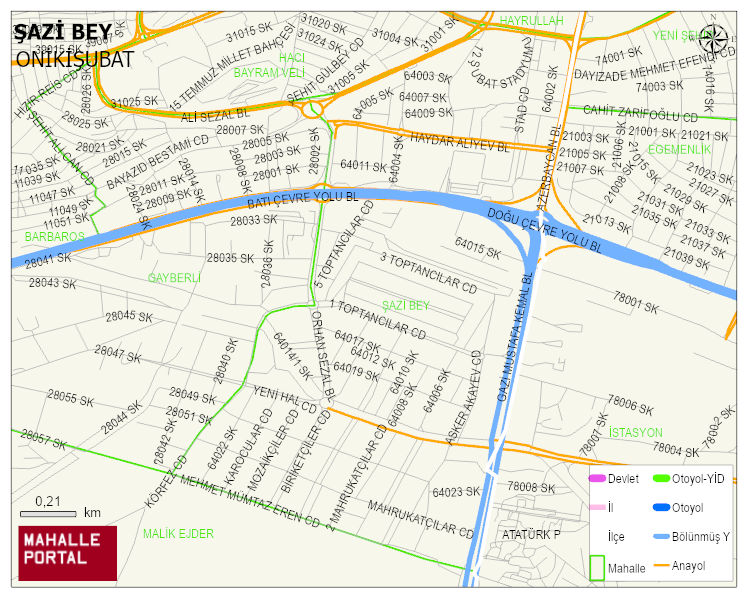 ŞAZİ BEY Mahallesi Haritası | İnteraktif Köy ve Mahalle Sınırları