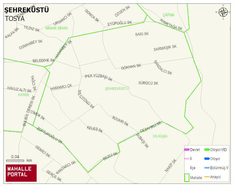 ŞEHREKÜSTÜ Mahallesi Haritası | Yükselti ve Doğa Özellikleri