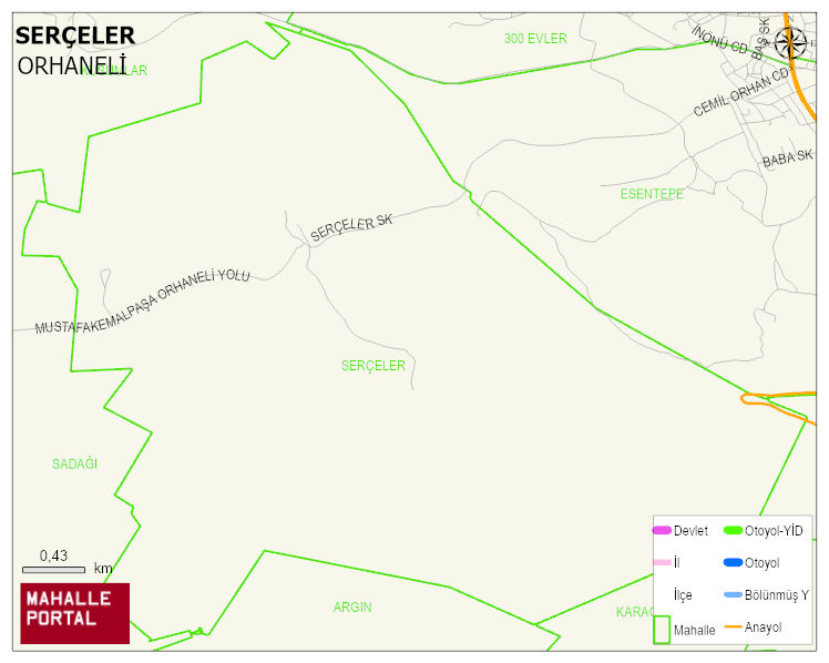 SERÇELER Mahallesi Haritası | İnteraktif Köy ve Mahalle Sınırları