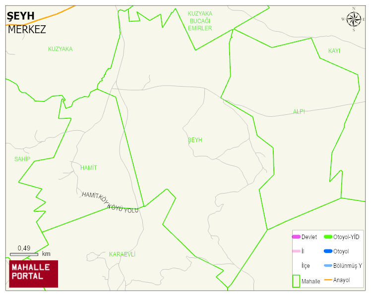 ŞEYH Köyü Haritası | Dağlar, Ovalar ve Akarsu Bilgileri