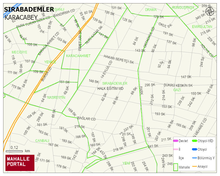 SIRABADEMLER Mahallesi Haritası | Güncel Mahalle ve Köy Haritası