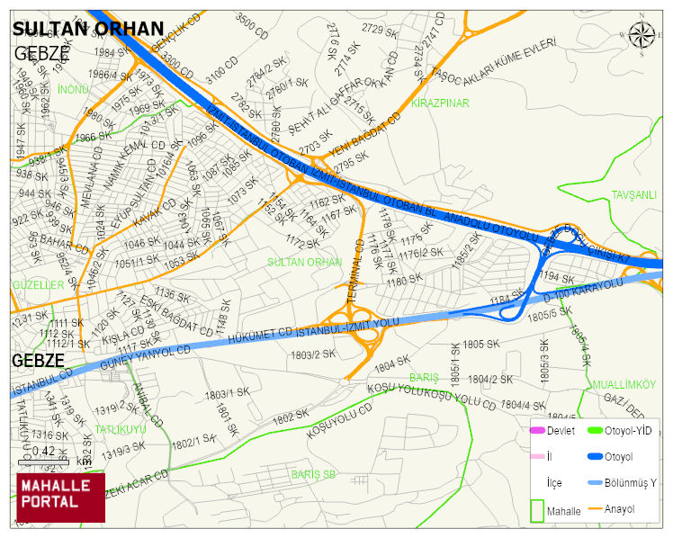 SULTAN ORHAN Mahallesi Haritası | Coğrafi Yapı ve Detaylı Haritası