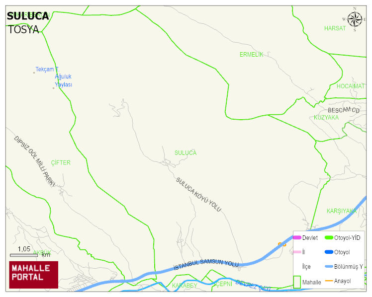 SULUCA Köyü Haritası | Dağlar, Ovalar ve Akarsu Bilgileri