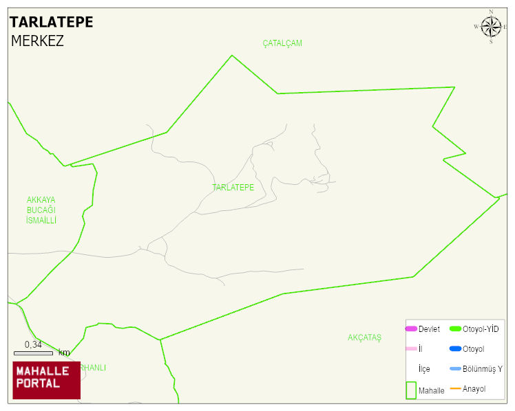 TARLATEPE Köyü Haritası | Yükselti ve Doğa Özellikleri