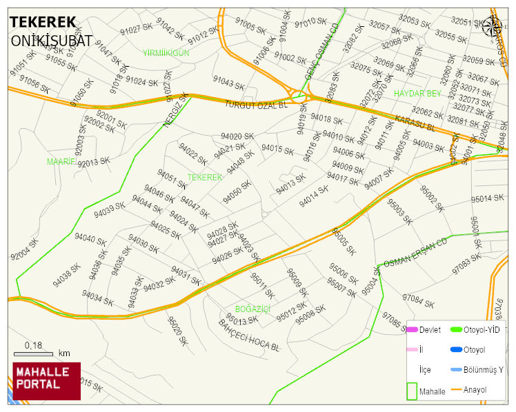 TEKEREK Mahallesi Haritası | Dağlar, Ovalar ve Akarsu Bilgileri