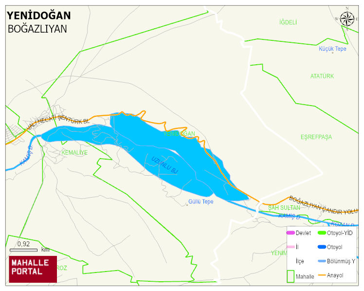 UZUNLU BELDESİ YENİDOĞAN Mahallesi Haritası | Mahalle ve Köy Sınırı