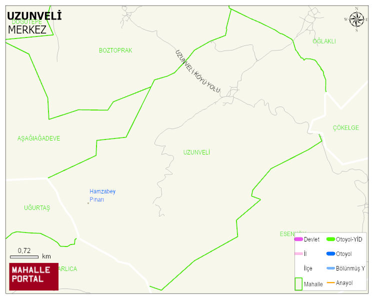 UZUNVELİ Köyü Haritası | İnteraktif Köy ve Mahalle Sınırları