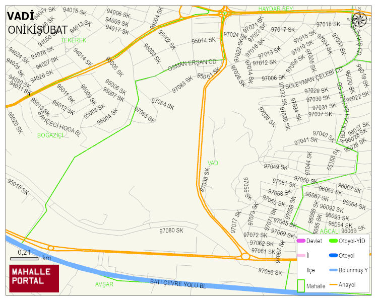 VADİ Mahallesi Haritası | Mahalle ve Köy Sınırı