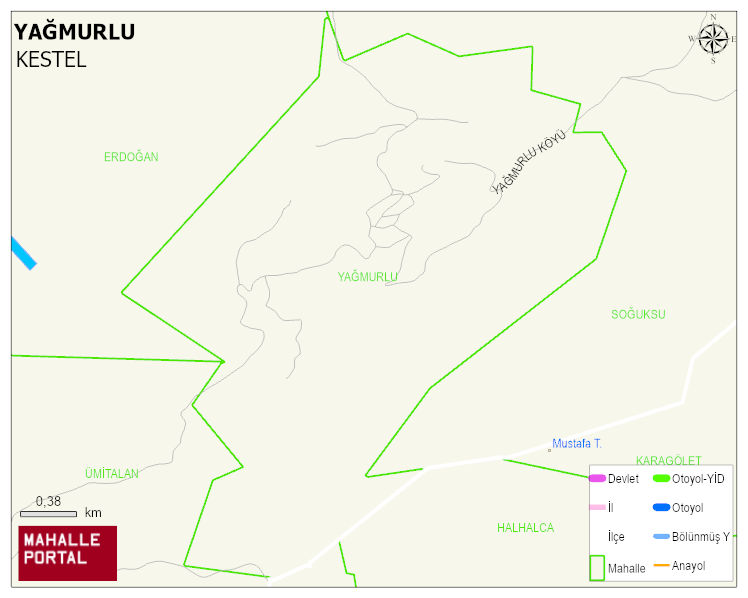 YAĞMURLU Mahallesi Haritası | Mahalle ve Köy Sınırı