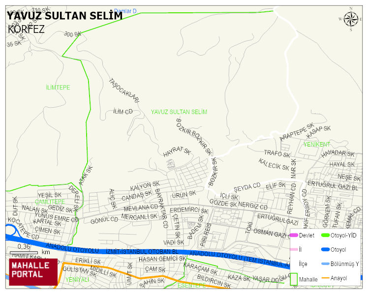 YAVUZ SULTAN SELİM Mahallesi Haritası | Yükselti ve Doğa Özellikleri