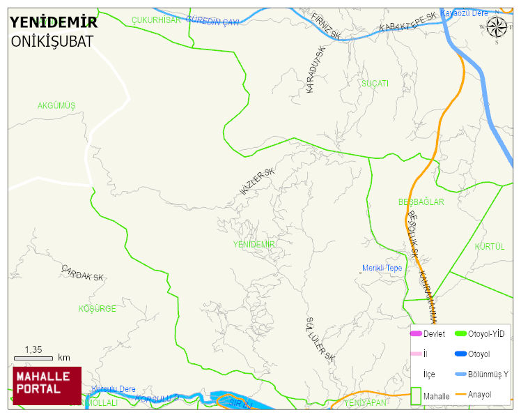 YENİDEMİR Mahallesi Haritası | Coğrafi Yapı ve Detaylı Haritası