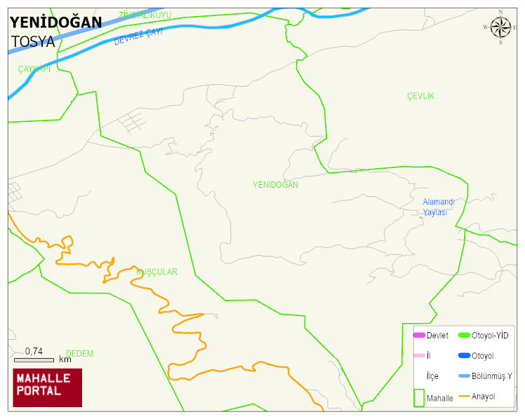 YENİDOĞAN Köyü Haritası | Yükselti ve Doğa Özellikleri