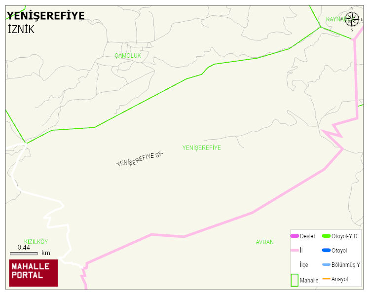 YENİŞEREFİYE Mahallesi Haritası | Yükselti ve Doğa Özellikleri